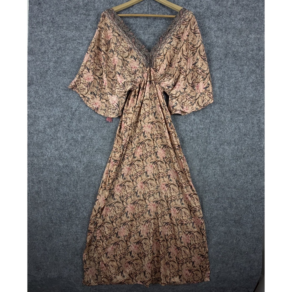 Cienna Maxi Dress Womens Small Fairy Paisley Silk Blend Flowy Festival Bohemian